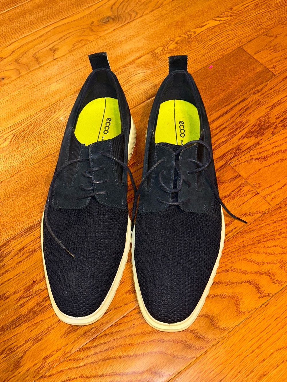 Ecco Black Knit Lace-Up Oxfords with Cream Sole